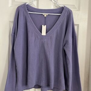 Pilcro Anthropologie Purple V-Neck Sweater Sz L  New